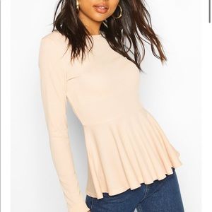 Blush peplum longsleeve top